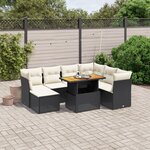 vidaXL Salon de jardin 8 Pièces avec coussins noir résine tressée