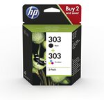 Pack 2 cartouches jet d'encre n° 303 3ym92ae noir + couleur hp