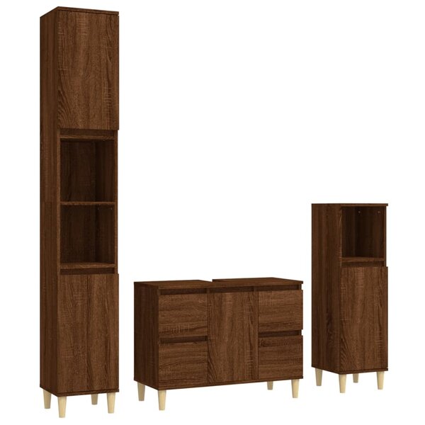 vidaXL Ensemble de meubles de salle de bain 3 Pièces Chêne marron