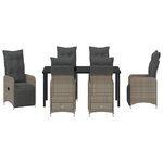 vidaXL Ensemble de Salle à Manger de Jardin de 7 Pièces avec Coussins en Gris Poly Rattan