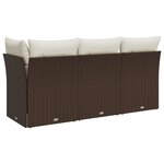 vidaXL Canapé de jardin avec coussins 3 places brun résine tressée