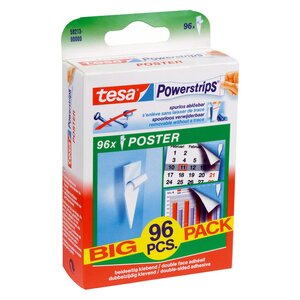Paquet de 96 bandes blanches de fixation auto-adhésives double face Powerstrips® POSTER 58213 (paquet 96 unités)