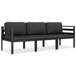 vidaXL Salon de jardin 3 Pièces avec coussins Aluminium Anthracite
