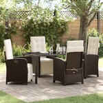 vidaXL Ensemble de salle à manger de jardin 5 pièces avec coussins en poly rattan marron