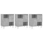 vidaXL Buffets 3 Pièces gris béton bois d'ingénierie