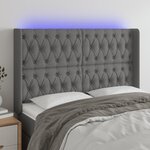 vidaXL Tête de lit à LED Gris foncé 163x16x118/128 cm Tissu