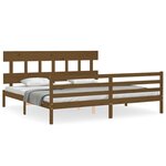 vidaXL Cadre de lit avec tête de lit marron miel 200x200cm bois massif