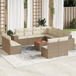 vidaXL Salon de jardin avec coussins 12 Pièces beige résine tressée