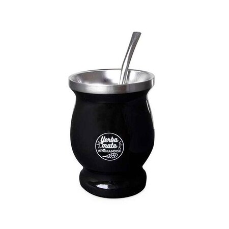 Tasse noire et bombilla à maté - 230 ml