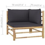 vidaXL Salon de jardin 2 Pièces avec coussins gris foncé bambou
