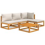 vidaXL Salon de jardin 5 Pièces avec coussins gris clair bois massif