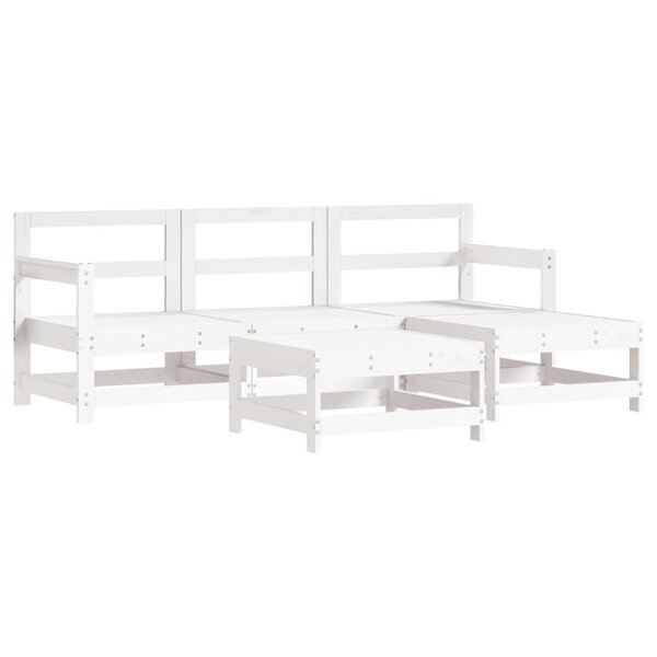 vidaXL Salon de jardin 5 Pièces blanc bois massif de pin