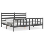 vidaXL Cadre de lit avec tête de lit gris 200x200 cm bois massif