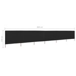 vidaXL Paravent 6 panneaux Tissu 800 x 120 cm Noir