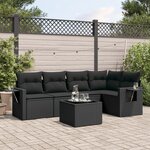 vidaXL Salon de jardin 6 Pièces avec coussins noir résine tressée
