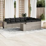 vidaXL Salon de jardin avec coussins 10 Pièces gris clair résine tressée