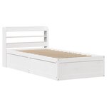 vidaXL Cadre de lit avec tête de lit blanc 90x190cm bois de pin massif