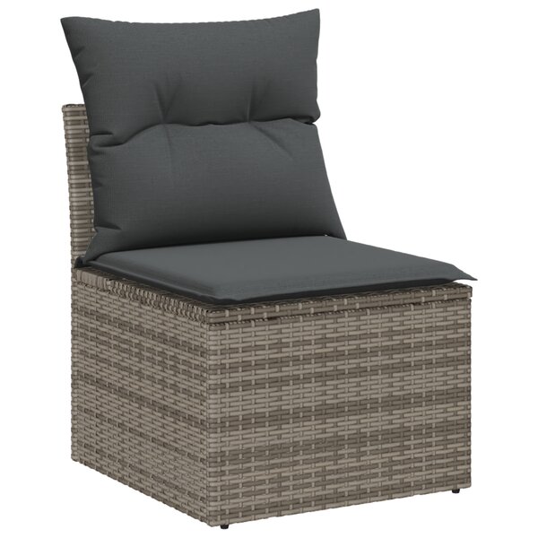 vidaXL Ensemble de Canapés de Jardin de 8 Pièces avec Coussins Gris Poly Rattan