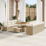 Ensemble de canapés de jardin vidaXL 11 pièces avec coussins beige en poly rotin acacia