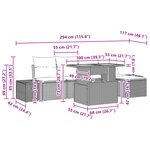 vidaXL Set de salle à manger de jardin 6 pièces avec coussins en poly rotin noir et acajou