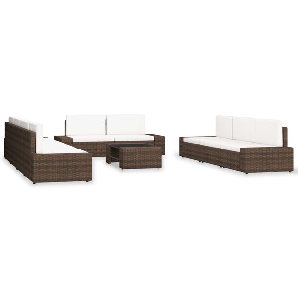 vidaXL Salon de jardin 10 Pièces Résine tressée Marron