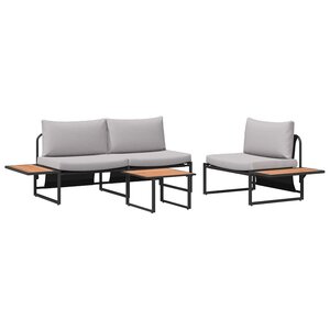 vidaXL Ensemble de salle à manger pour jardin 3 Pièces Gris clair Acier