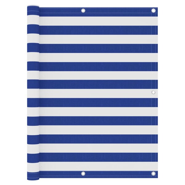 vidaXL Écran de balcon Blanc et bleu 120x500 cm Tissu Oxford
