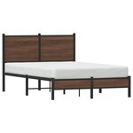 vidaXL Cadre de lit en métal avec tête de lit chêne marron 120x200 cm
