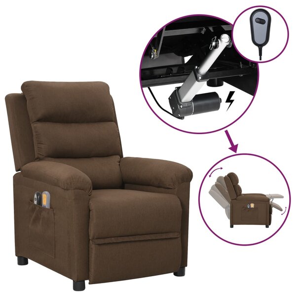 vidaXL Fauteuil électrique de massage Marron Tissu