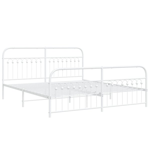 vidaXL Cadre de lit métal avec tête de lit/pied de lit blanc 183x203cm