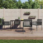 vidaXL Ensemble à manger de jardin coussins 5Pièces noir rotin et acier