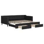 vidaXL Lit de jour avec gigogne et tiroirs noir 90x200 cm tissu