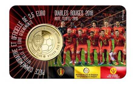 Pièce de monnaie 2 euro 1/2 Belgique 2018 BU – Les Diables Rouges – Légende française