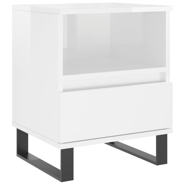 vidaXL Table de chevet Blanc brillant 40x35x50 cm Bois d’ingénierie