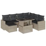 vidaXL Salon de jardin 8 Pièces avec coussins gris clair résine tressée