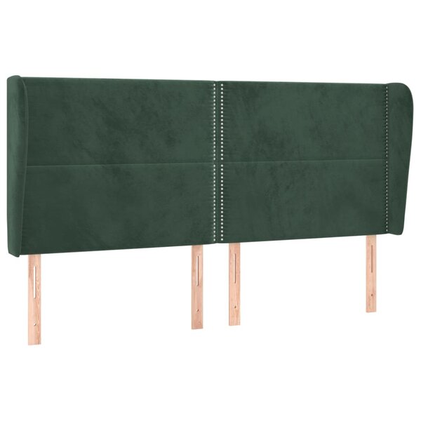 vidaXL Tête de lit avec oreilles Vert foncé 163x23x118/128 cm Velours
