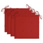 vidaXL Chaises de jardin avec coussins rouge 4 Pièces Bois de teck massif