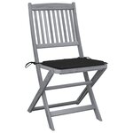 vidaXL Chaises pliables d'extérieur lot de 6 et coussins Bois d'acacia