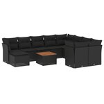 vidaXL Salon de jardin 11 Pièces avec coussins noir résine tressée