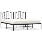 vidaXL Cadre de lit métal avec tête de lit noir 160x200 cm