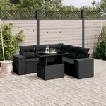 vidaXL Salon de jardin 6 Pièces avec coussins noir résine tressée