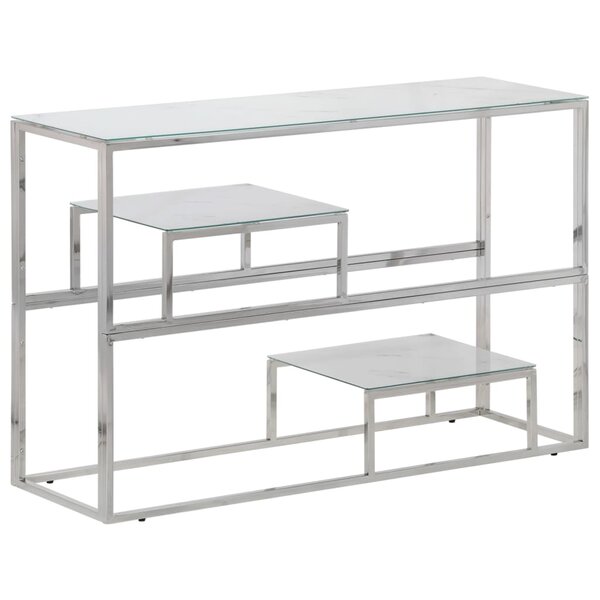 vidaXL Table console argenté acier inoxydable et verre trempé