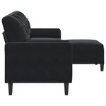 vidaXL Canapé à 3 places avec repose-pieds Noir 210 cm Velours