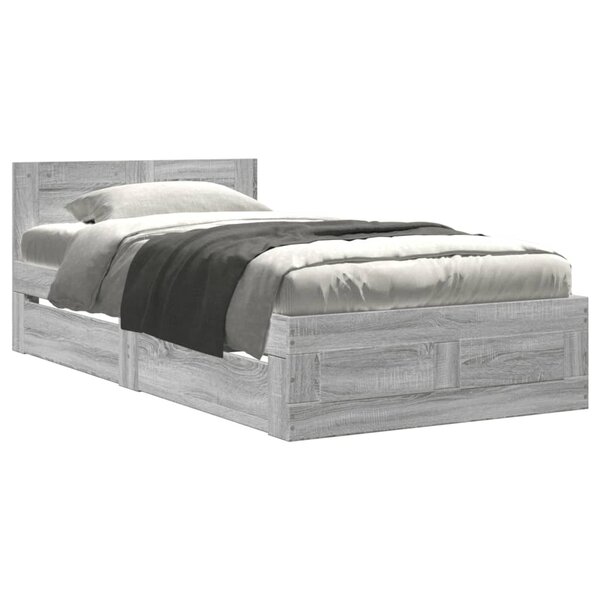 vidaXL Cadre de lit tête de lit sonoma gris 90x190 cm bois ingénierie