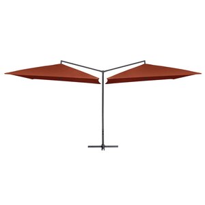 vidaXL Parasol double avec mât en acier 250 x 250 cm Terre cuite