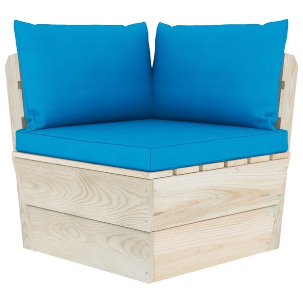 vidaXL Canapé d'angle palette de jardin avec coussins Épicéa imprégné