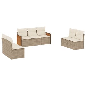 vidaXL Salon de jardin avec coussins 7 Pièces beige résine tressée
