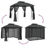 vidaXL Tonnelle avec double toit et parois en filet anthracite acier