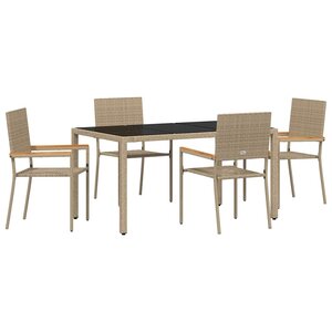 vidaXL Ensemble de salle à manger pour jardin 5 Pièces Beige polyrotin