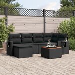 vidaXL Salon de jardin 7 Pièces avec coussins noir résine tressée